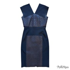 ROLAND MOURET Black Quilted Panel Dress SZ 10